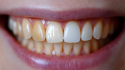 Fototapeta premium Infographic detailing the stages of a teeth whitening procedure, complemented by before-and-after photos that demonstrate a dramatic color change