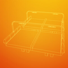 Wireframe Mesh Bridge Highway. Connection Structure. Digital Data Visualization Concept. Vector Illustration.