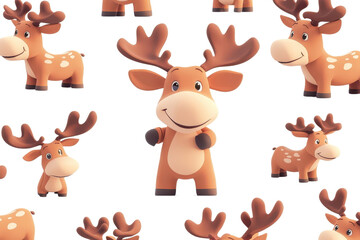 Fototapeta premium A 3D cartoon moose character, isolate on white background, adding a whimsical touch to the design. PNG