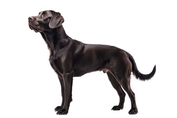 A Labrador Retriever standing proudly, isolate on white background, reflecting its friendly and...