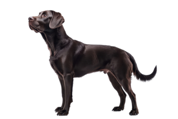 A Labrador Retriever standing proudly, isolate on white background, reflecting its friendly and loyal nature. PNG