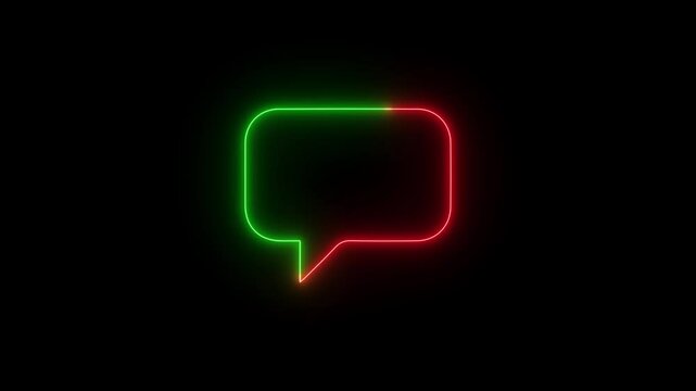 green and red bubble massage icon video animation on black bac Speech Bubble Icons: Vector Set of Glowing Communication Symbols for Web, Chat, and Messaging Design with 3D Cartoon Style