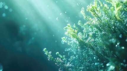 Fototapeta premium Serene Underwater Scene with Swaying Seaweed