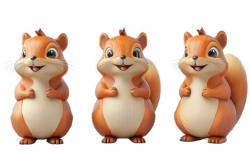 Obraz premium A 3D cartoon character of a squirrel, isolate on white background, perfect for fun designs or children’s products. PNG