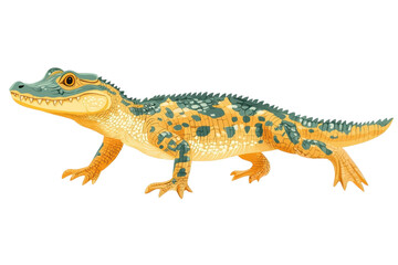 Naklejka premium A flat style illustrated crocodile, isolate on white background, displaying its unique features in a vibrant color palette. PNG