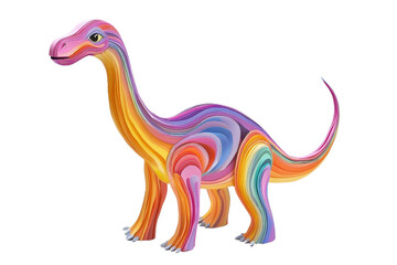 Obraz premium A multicolored paper art depiction of Brachiosaurus, isolate on white background, highlighting creativity and detail. PNG