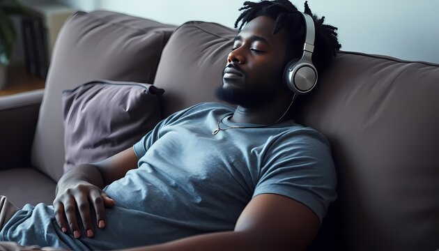 Calm Man Listening to Music