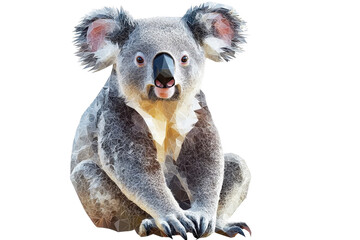 Fototapeta premium A low polygon style image of a koala bear, isolate on white background, providing a modern artistic interpretation. PNG