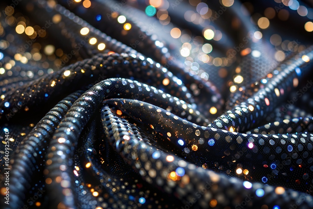 Canvas Prints luxurious black fabric with shimmering sequin texture in close-up