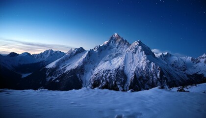 Obraz premium 【リアルな風景】夜の雪山の風景画像