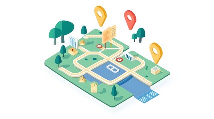 Flowchart map visualizing strategy and frameworks on a clean minimalist white background  Flat design concept representing data analysis decision making process and organizational planning