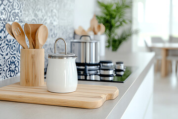 Charming floral motifs on ceramic tile backsplash in modern kitchen design
