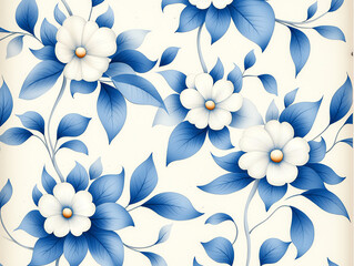Fototapeta premium Elegant floral pattern sketch in designer's notebook showcasing unique blue and white flower motifs for creative inspiration