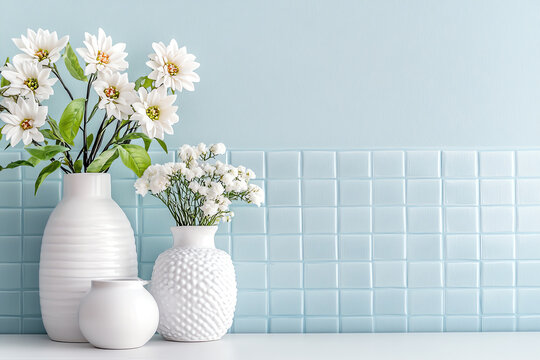 Elegant floral motifs on a ceramic tile backsplash a fresh modern aesthetic for your kitchen decor