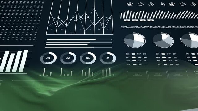 Chechen Republic of Ichkeria flag - Waving flag on report analytics data statement