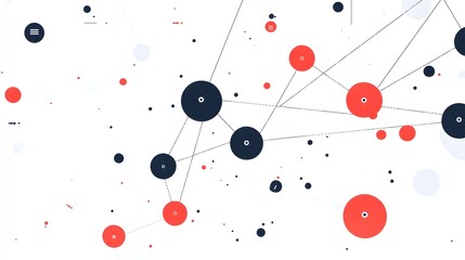 Flat design of an expanding connected network of data points symbolizing the growth and progression of information and digital technology  Minimalist abstract image representing data analytics coding
