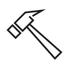 Hammer line icon on white background. Flat design vector.