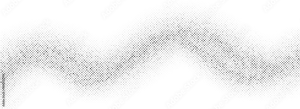 Poster gritty halftone wave background. dotted curved line wallpaper. abstract wavy fluid backdrop texture.