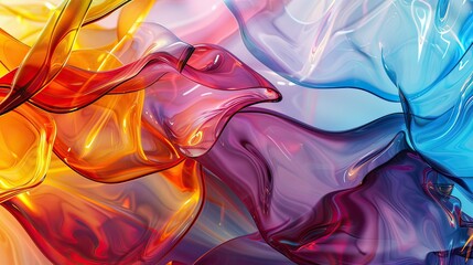 Obraz premium Wavy glass shapes in vibrant hues creating a fluid abstract design.