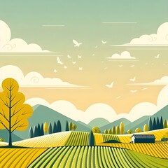 Ginkgo tree landscape - 은행나무 풍경. Generative AI