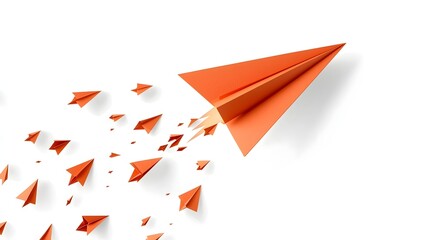 Paper Plane Transforming into Soaring Rocket Expanding Creativity and Potential in Flat Design on Isolated White Background
