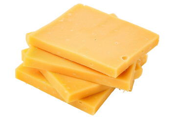 Stacked Slices of Golden Yellow Cheddar Cheese