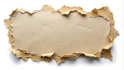 Fototapeta premium A ragged brown paper frame with jagged edges and a textured surface, ready for a message or image.