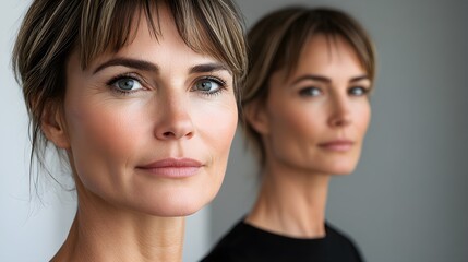 Photographic comparison of a facelift, showing the effects of improved jawline definition and restored cheek volume for a more youthful, contoured face