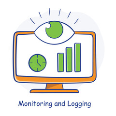 Hand drawn Monitoring and Logging Icon for Continuous System and Application Performance.