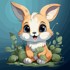 cartoon rabbit holding carrot vector illustration