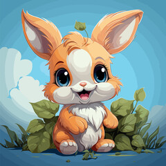 cartoon rabbit holding carrot vector illustration 