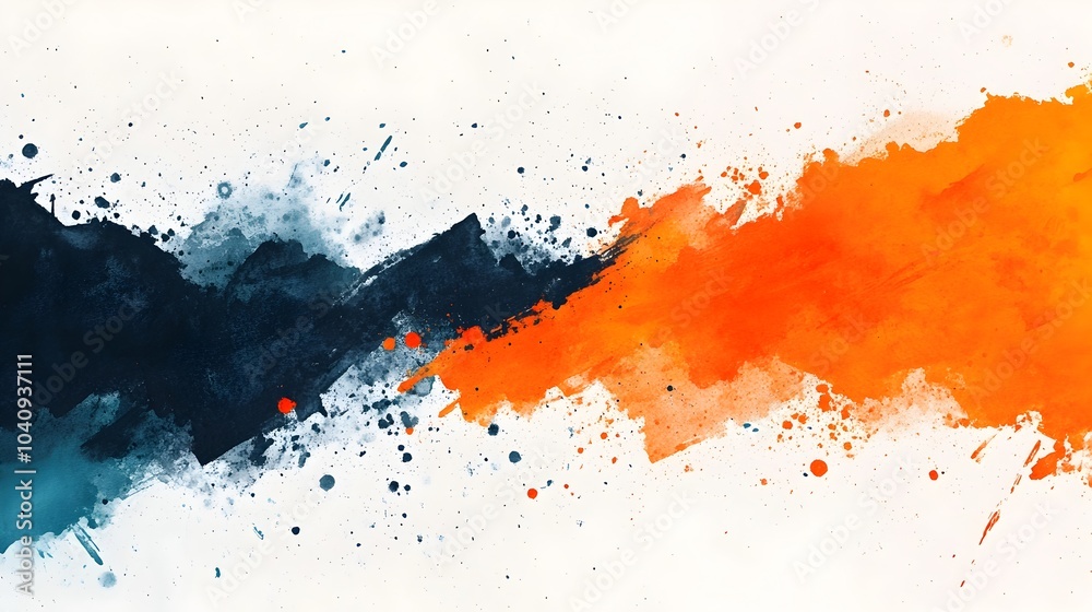Poster abstract watercolor paint splashes dynamically merging and blending with sharp geometric obstacles s