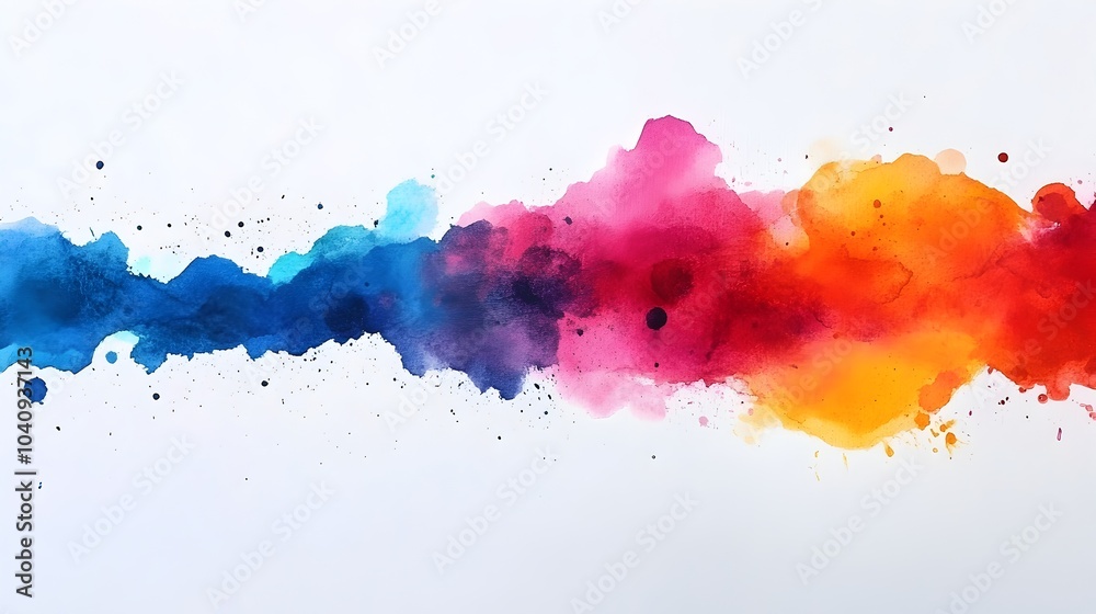 Poster vibrant watercolor splashes merging with sharp geometric obstacles creating a dynamic and conceptual