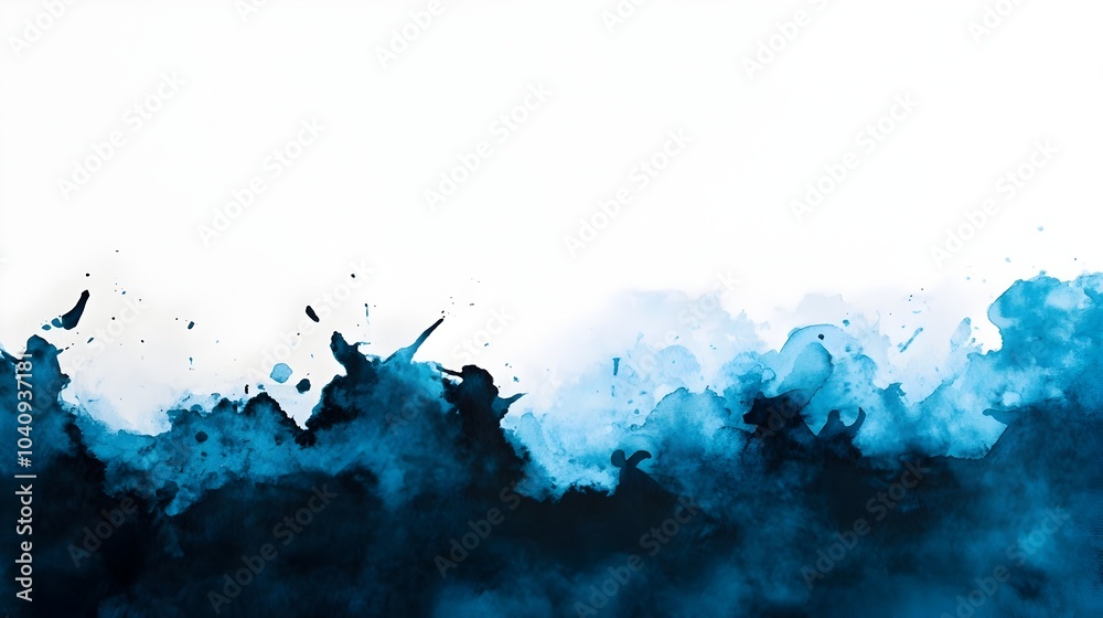 Poster captivating abstract artwork featuring vibrant watercolor splashes dynamically merging with sharp ge