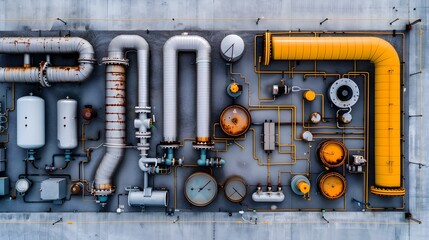 Aerial perspective showcasing the expansive oil refinery complex with an intricate network of piping systems highlighting the scale and technological infrastructure of the energy production facility