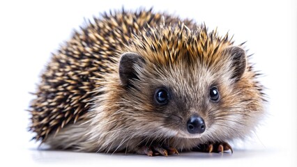 Fototapeta premium Small Hedgehog on Transparent Background, PNG Image, Generative AI Technology, Cute Animal, Nature, Wildlife, Pet, Hedgehog Illustration, Digital Image