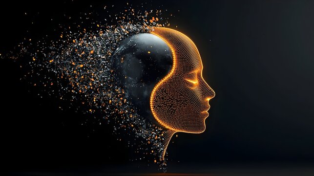 Mesmerizing digital depicting a glowing yin yang symbol nestled within a luminous human head symbolizing the harmony and balance of the inner self