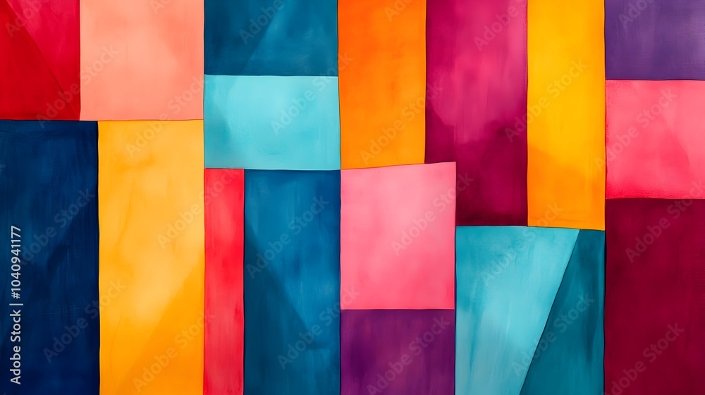 Poster vibrant and dynamic watercolor splashes weaving through angular jagged geometric obstacles creating 