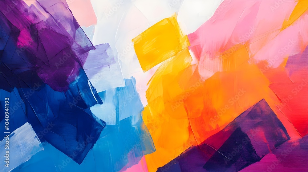Poster captivating abstract composition featuring bold watercolor splashes weaving through angular jagged g