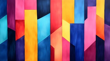 Obraz premium Bold Watercolor Splashes Flowing and Weaving Through Jagged Angular Obstacles in a Dynamic Modern and Experimental Abstract Art Composition