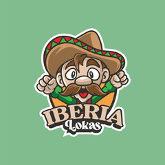 mexican man sombrero cartoon mascot
