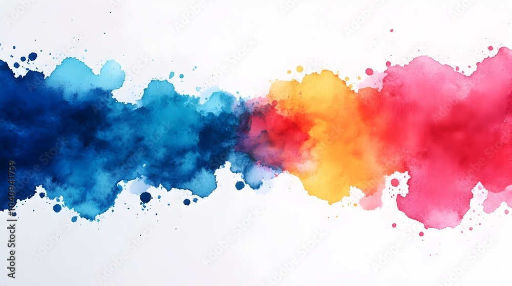 Poster captivating abstract composition of delicate watercolor splashes dynamically splitting and diverging