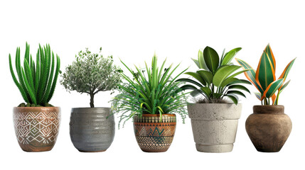 Obraz premium Vibrant Potted Plants Arrangement in Rustic Containers