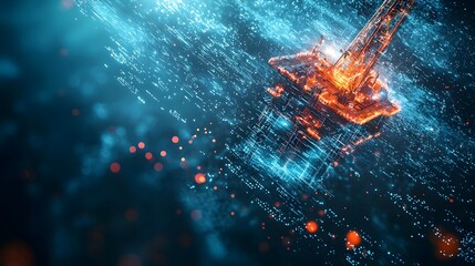 Cutting edge Offshore Drilling Platform featuring Holographic Displays of Oil Reservoir Structures Equipment Diagnostics and Flow Rate Analytics for Enhanced Energy and Production