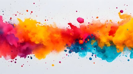 Vibrant watercolor splashes colliding with abstract obstacles creating a dynamic and expressive burst of energy and color