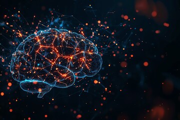 Abstract illustration of a brain with glowing connections on a dark background, representing neural networks.