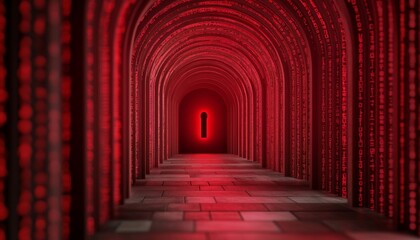 Exploring the enigmatic passage a journey through a red-hued archway of digital mystique and secrets awaiting discovery