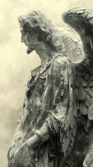 Fototapeta premium Weathered Angel Sculpture: A Symbol of Hope and Eternity