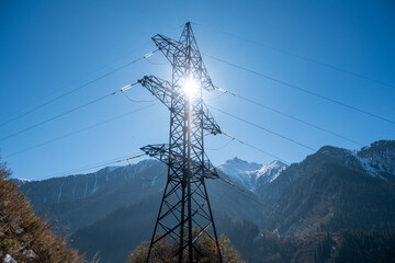 high voltage table in the mountains
