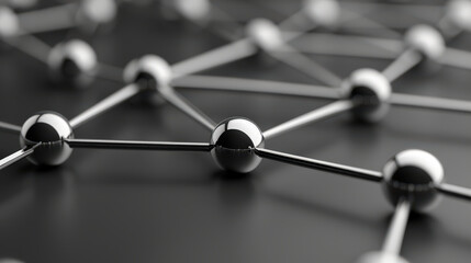 Sleek lines connect glowing nodes in modern network design, showcasing futuristic aesthetic. This captures essence of connectivity and technology